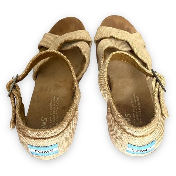 TOM'S Sienna Cork Wedge Sandal Beige 9.5W - Picture 7 of 13